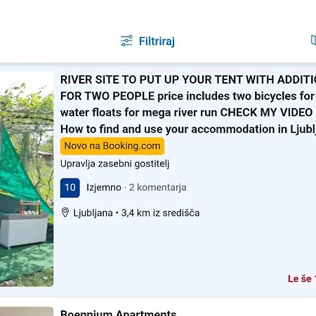 キャンプ場 Garden For Two People With Additional River Site To Put Up Your Tent Price Includes Two Bicycles For Amazing Views And Two Water Floats For Mega River Run Check My Video On Youtube By Writing To Find And Use Your In リュブリャナ